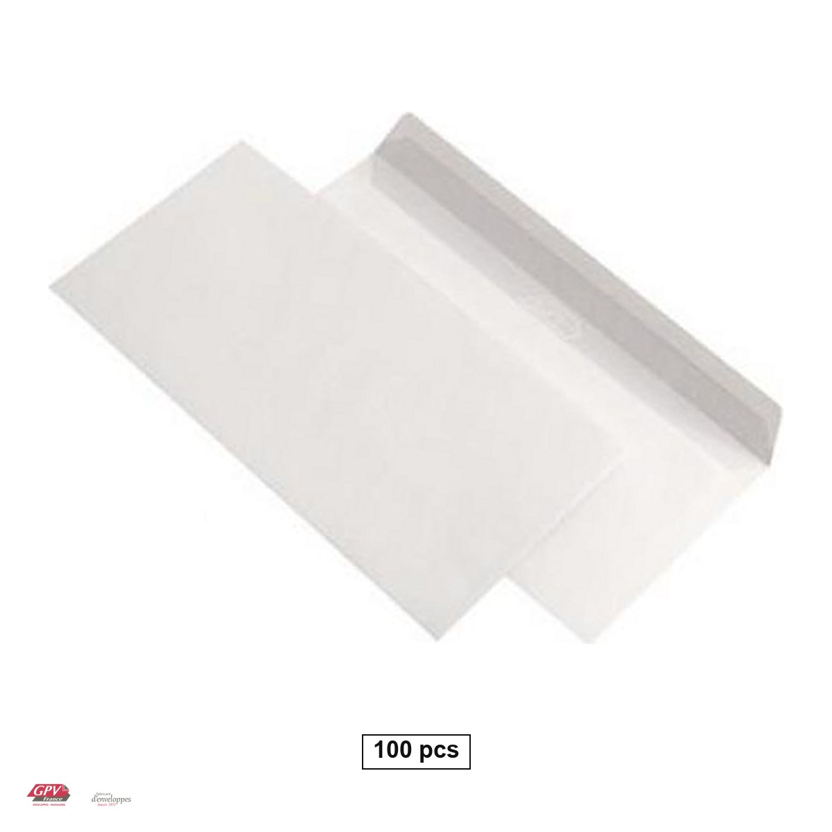 Plicuri gumate - Set 100 plicuri DL GPV, 110x220 mm, hartie alba 80 g/mp, gumate