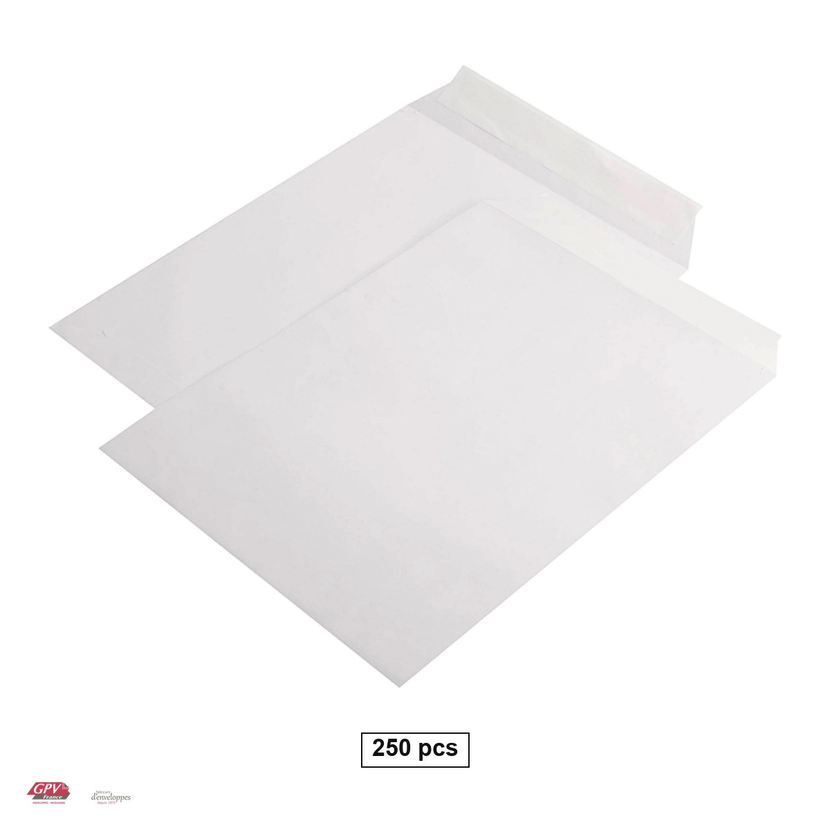 Plicuri siliconice - Set 250 plicuri C4 GPV, 229x324 mm, hartie alba 90 g/mp, cu banda siliconata, deschidere pe latura mica, in cutie