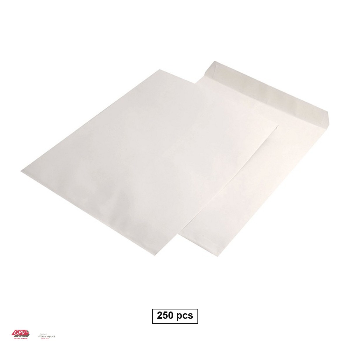 Plicuri siliconice - Set 250 plicuri E4 GPV, 280x400 mm, hartie alba 100 g/mp, cu banda siliconata, deschidere pe latura mica, in cutie