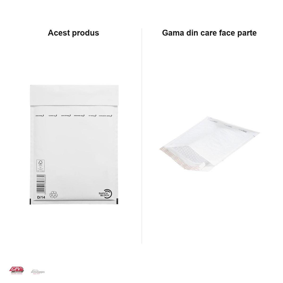 Set 5 plicuri cu bule de aer GPV D14, exterior 200x275 mm, interior 180x265 mm, hartie kraft alba [3]