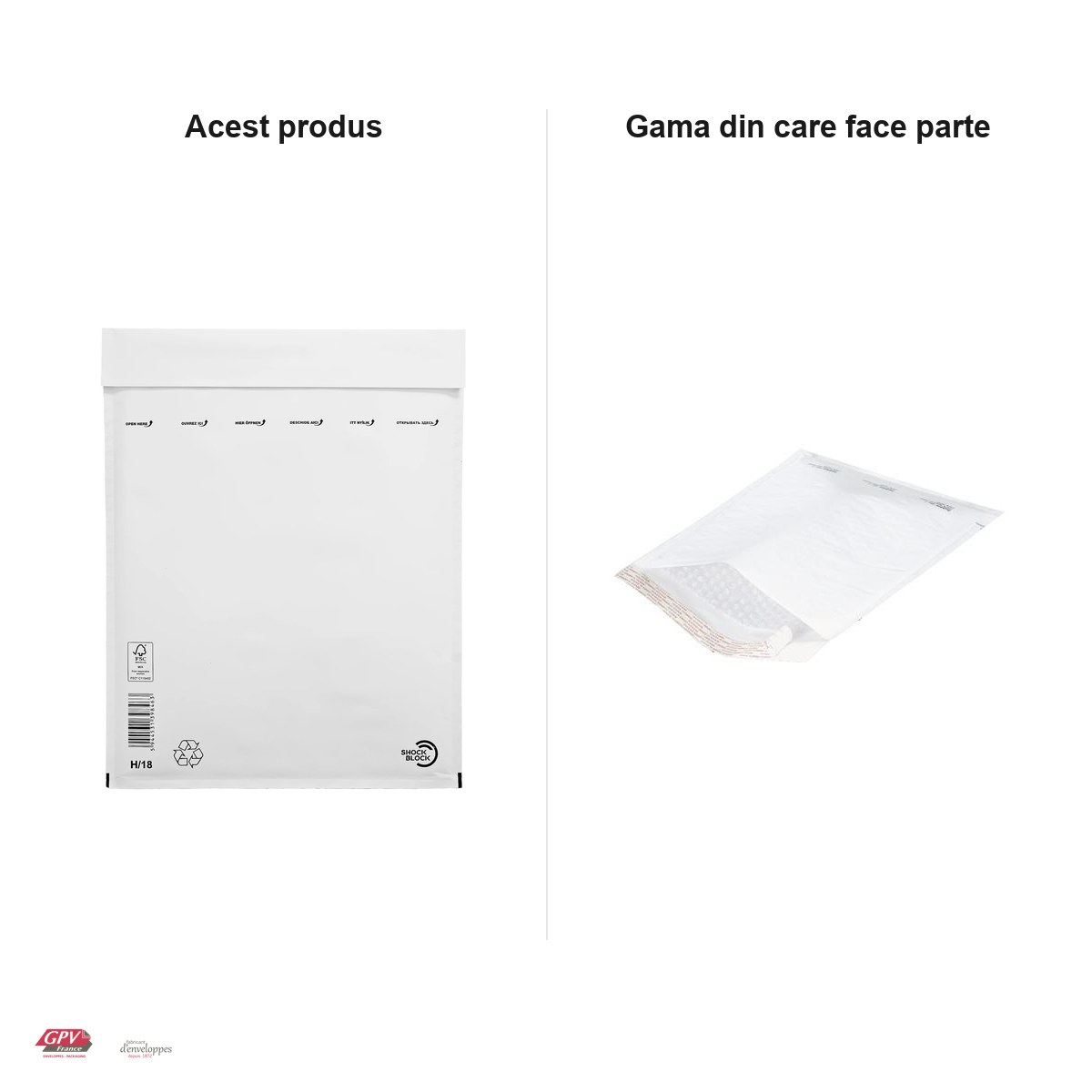 Set 5 plicuri cu bule de aer GPV H18, exterior 290x370 mm, interior 270x360 mm, hartie kraft alba [3]