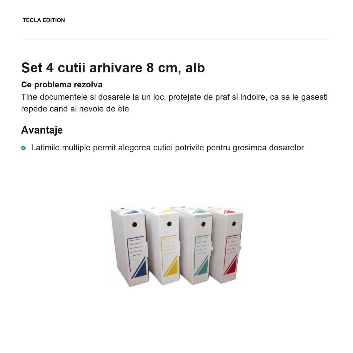 Set 4 cutii arhivare 8 cm, alb [1]