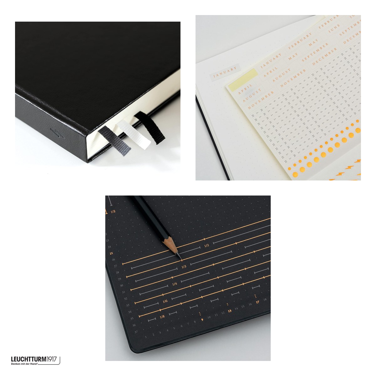 Caiet Leuchtturm1917 Bullet Journal Edition 2 A5, coperta rigida, punctat, 206 pagini numerotate, hartie 120 g/mp, 145 x 210 mm, index, Future Log, 3 semne de carte, stickere, turcoaz [3]
