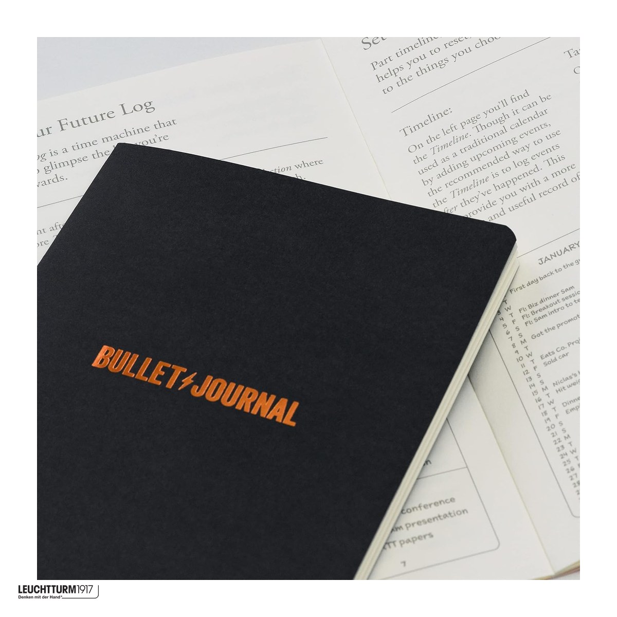 Caiet Leuchtturm1917 Bullet Journal Edition 2 A5, coperta rigida, punctat, 206 pagini numerotate, hartie 120 g/mp, 145 x 210 mm, index, Future Log, 3 semne de carte, stickere, turcoaz [4]