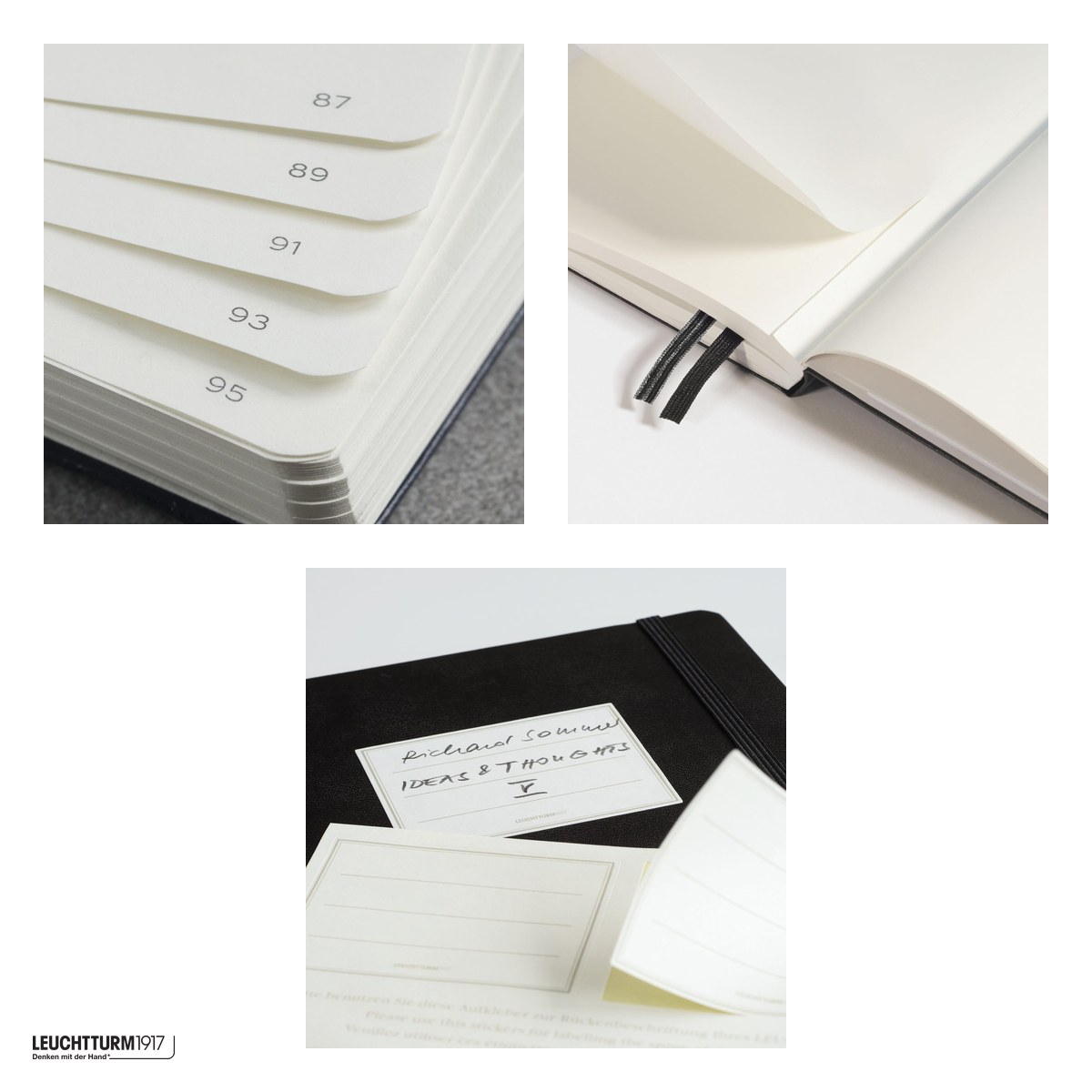 Caiet Leuchtturm1917 Notebook Classic A5, coperta rigida, dictando, 251 pagini numerotate, hartie 80 g/mp, 145 x 210 mm, cuprins, 2 semne de carte, elastic, buzunar, indigo [3]