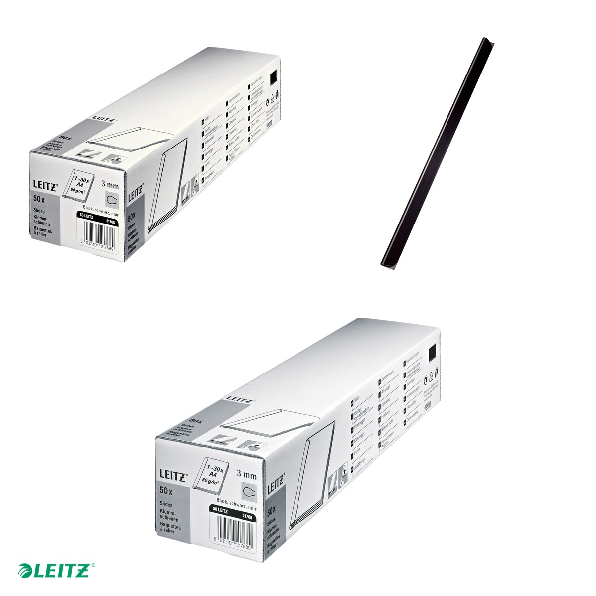 Sina legare documente Leitz, plastic, A4, 3 mm, capacitate 30 coli, pentru documente perforate, negru [3]