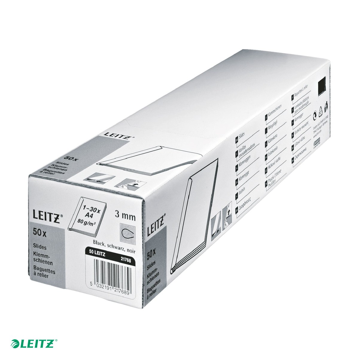 Cutie 50 sine legare documente Leitz, plastic, A4, 3 mm, capacitate 30 coli, pentru documente perforate, negru [3]