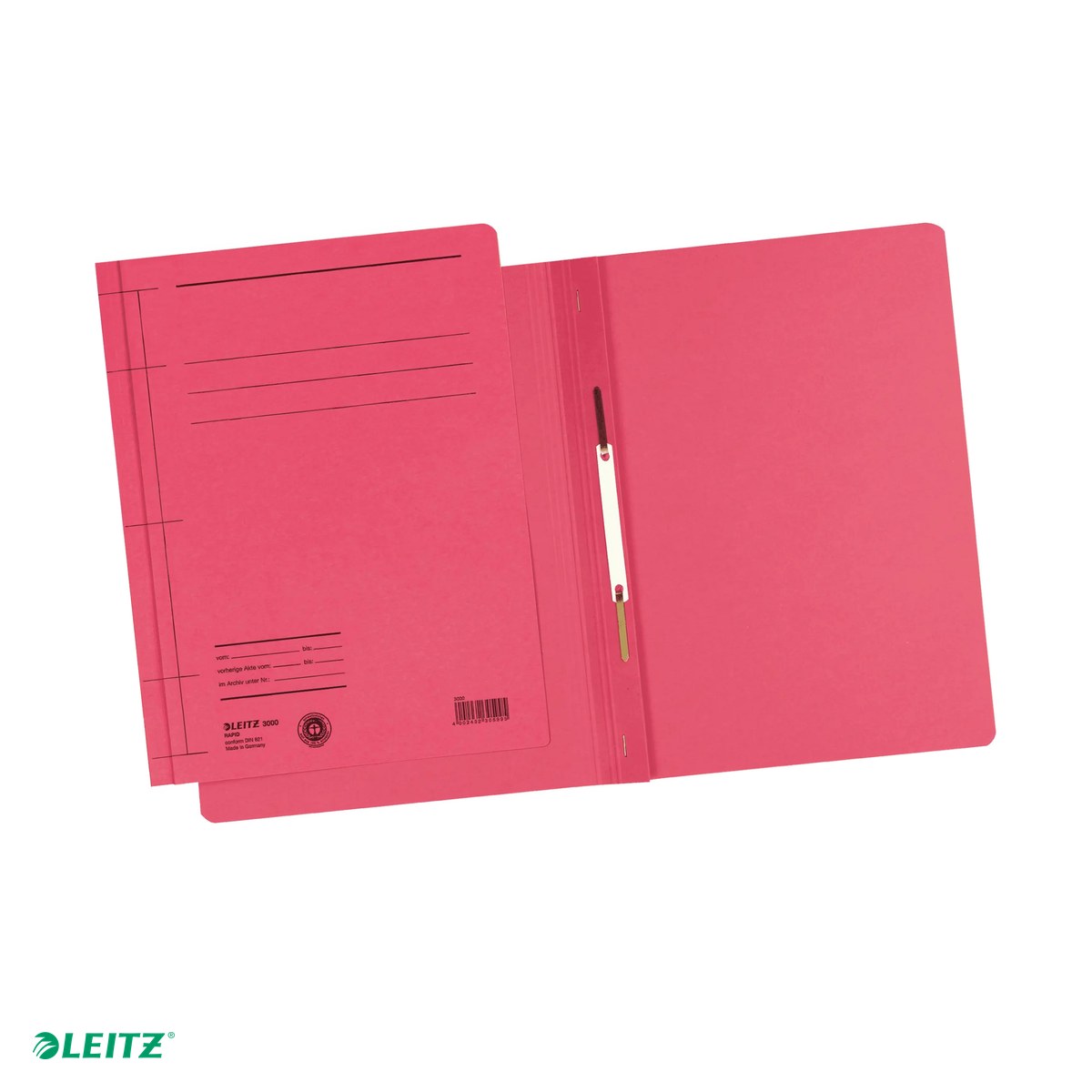 Dosare carton - Dosar din carton cu sina, Leitz, capacitate 250 de coli de 80 g, pentru arhivare, rosu