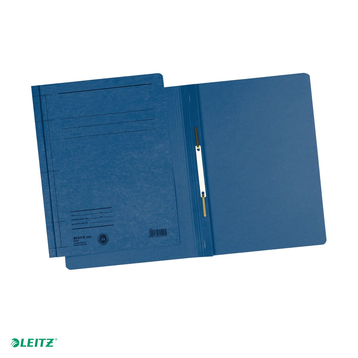 Dosare carton - Dosar din carton cu sina, Leitz, capacitate 250 de coli de 80 g, pentru arhivare, albastru