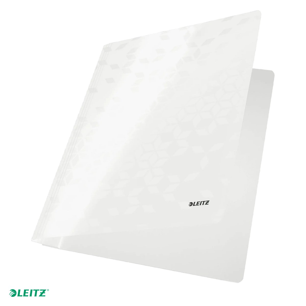 Dosare carton - Dosar cu sina Leitz WOW, carton laminat, A4, capacitate 250 coli, pentru arhivare, alb