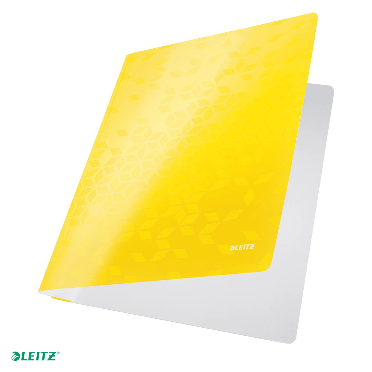 Dosare carton - Dosar cu sina Leitz WOW, carton laminat, A4, capacitate 250 coli, pentru arhivare, galben