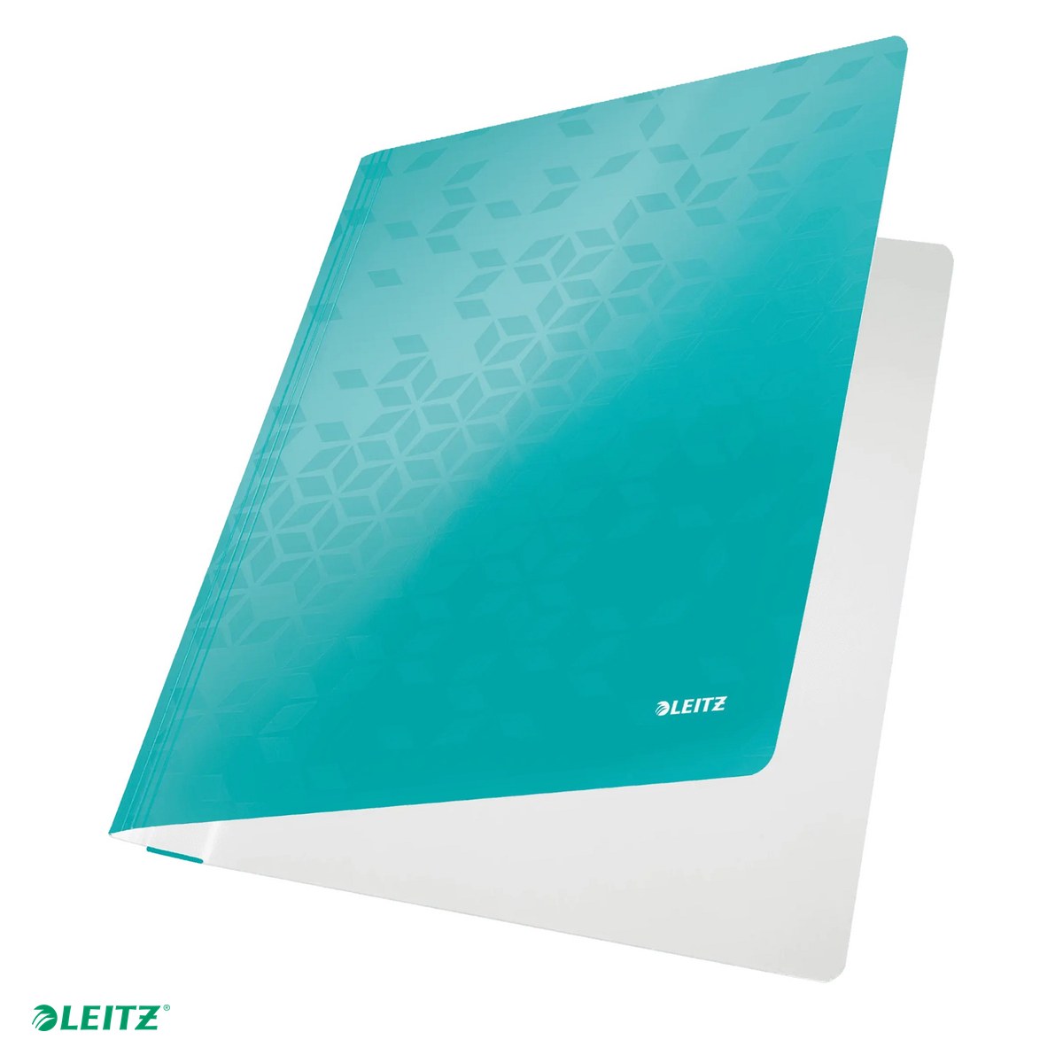 Dosare carton - Dosar cu sina Leitz WOW, carton laminat, A4, capacitate 250 coli, pentru arhivare, turcoaz