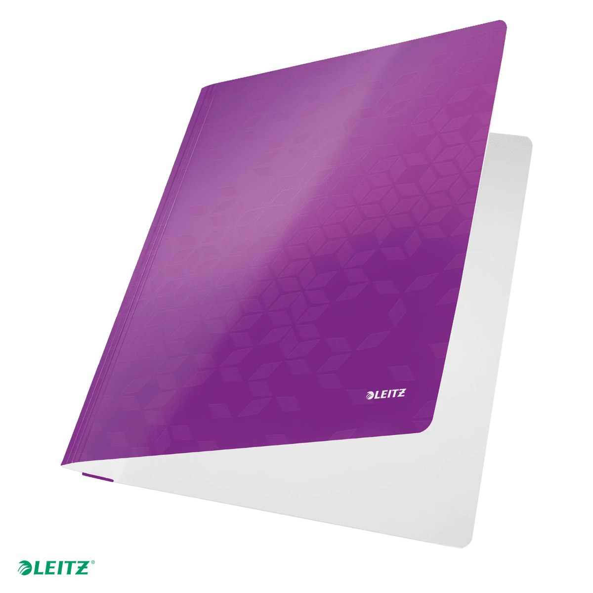 Dosare carton - Dosar cu sina Leitz WOW, carton laminat, A4, capacitate 250 coli, pentru arhivare, mov