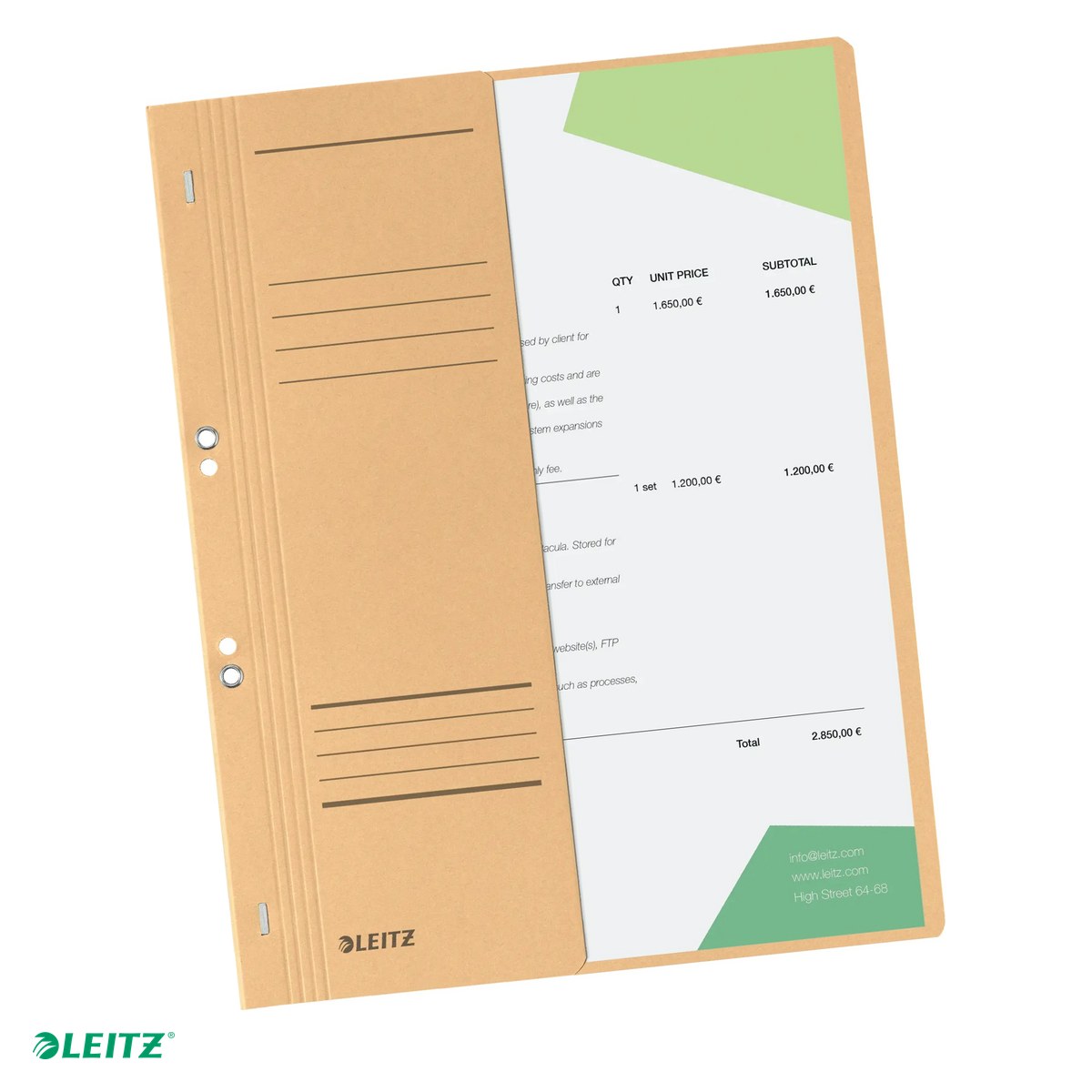 Dosare carton - Dosar cu sina Leitz 1/2, carton, A4, cu capse, capacitate 170 coli, pentru arhivare, kraft