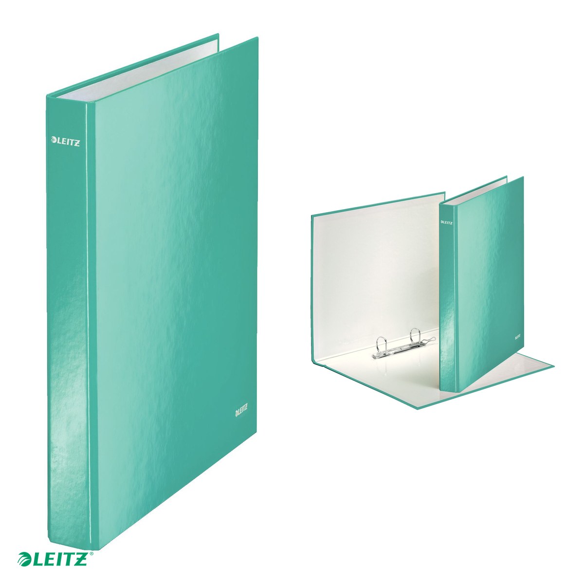 Caiet mecanic Leitz WOW, carton laminat, A4, mecanism 2DR, inel 25 mm, capacitate 250 coli (80 g/mp), turcoaz [3]