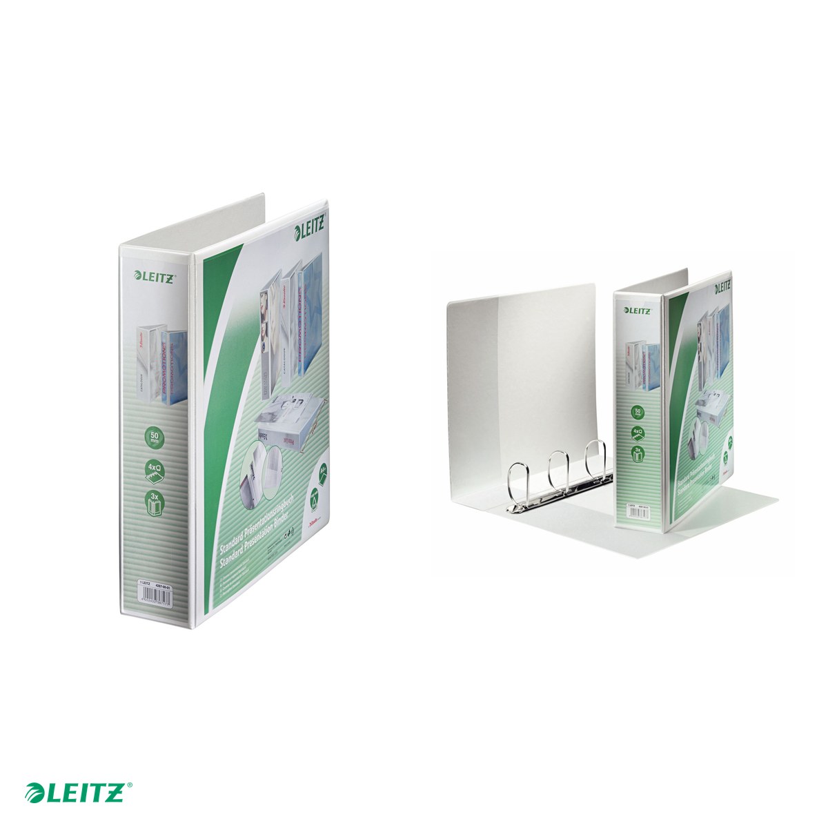 Caiet mecanic Leitz Panorama, PP/PP, A4 MAXI, mecanism 4DR, inel 50 mm, capacitate 500 coli (80 g/mp), pentru documente perforate, hartie 80 g/mp, alb [3]