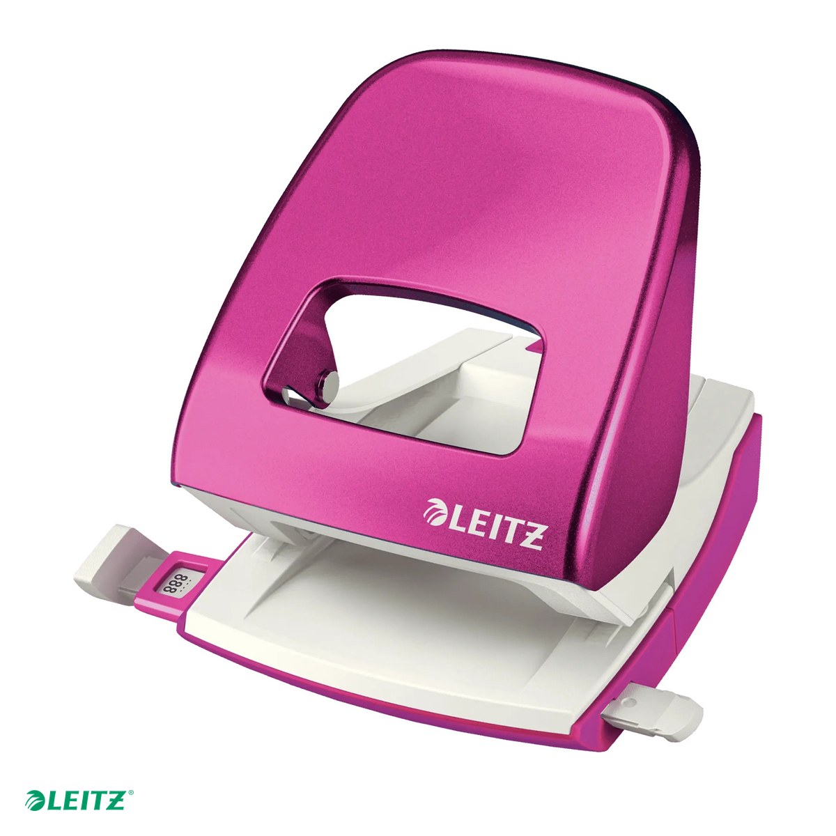 Birotica papetarie - Perforator metalic Leitz WOW 5008 NeXXt Series, perforare 30 coli, pentru documente perforate, roz