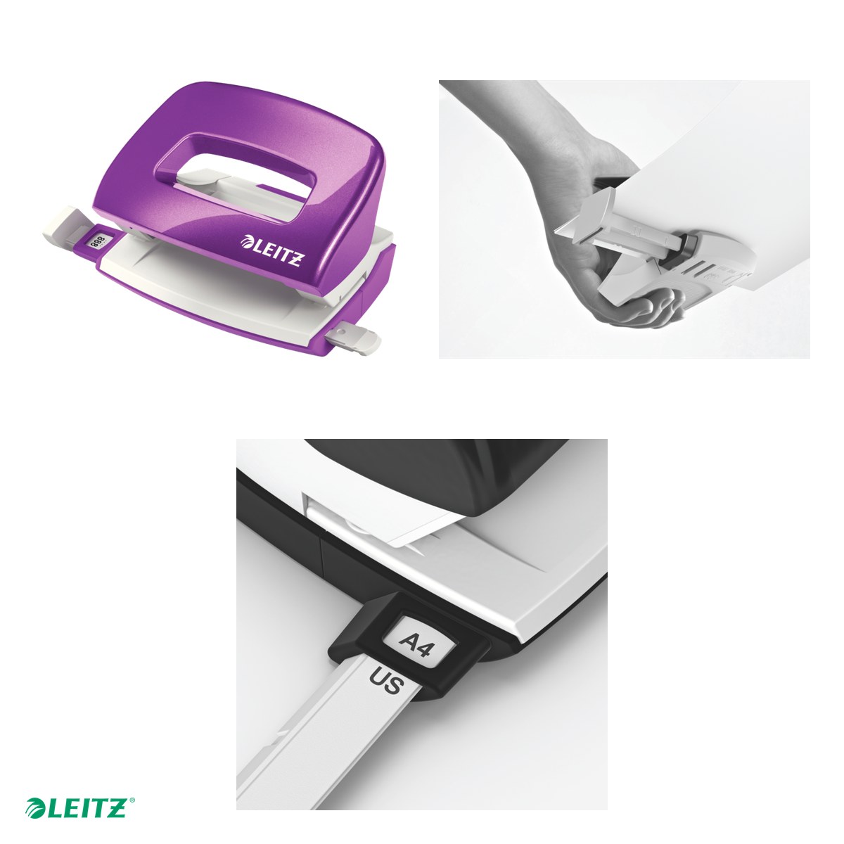 Perforator metalic Leitz WOW 5060 MINI NeXXt Series, perforare 10 coli, mov [3]