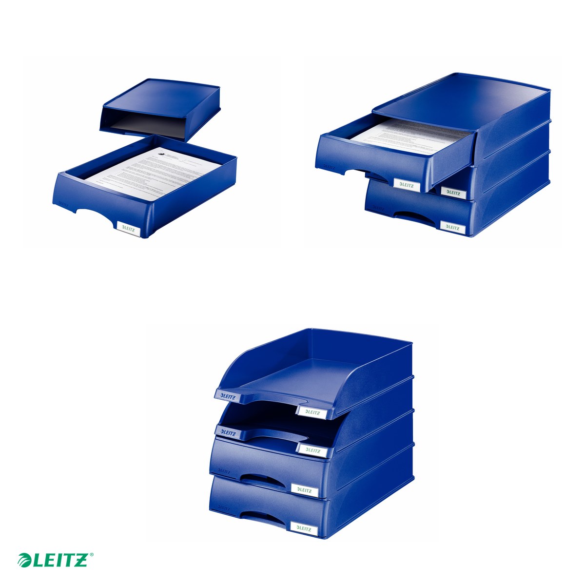 Tavita documente Leitz Plus, PS, A4, sertar inclus, albastru [4]