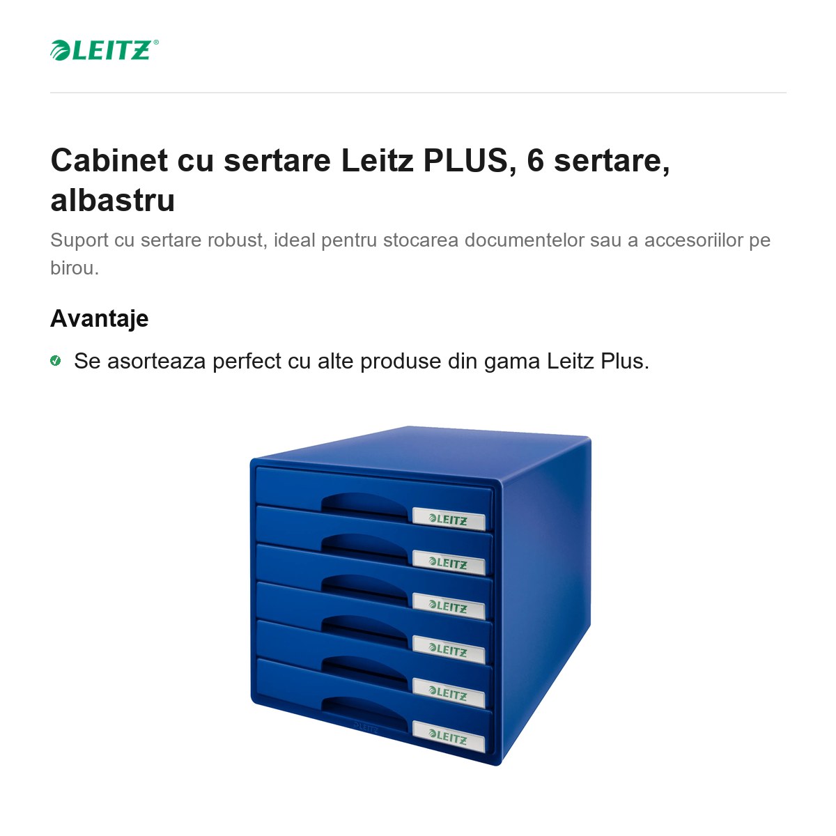 Cabinet cu sertare Leitz PLUS, 6 sertare, albastru [1]
