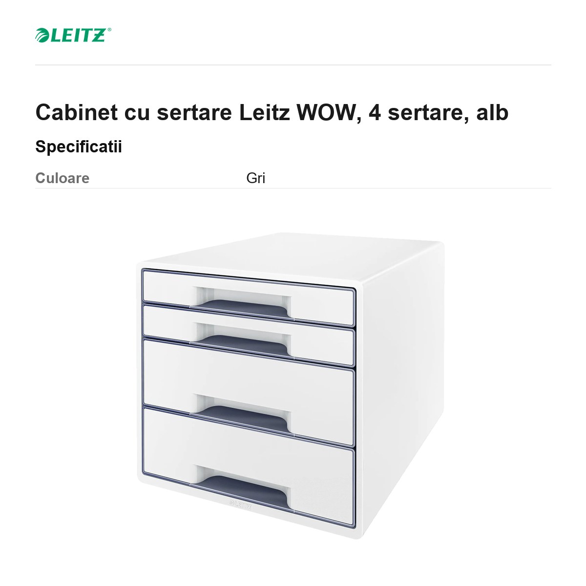 Cabinet cu sertare Leitz WOW, 4 sertare, alb [2]