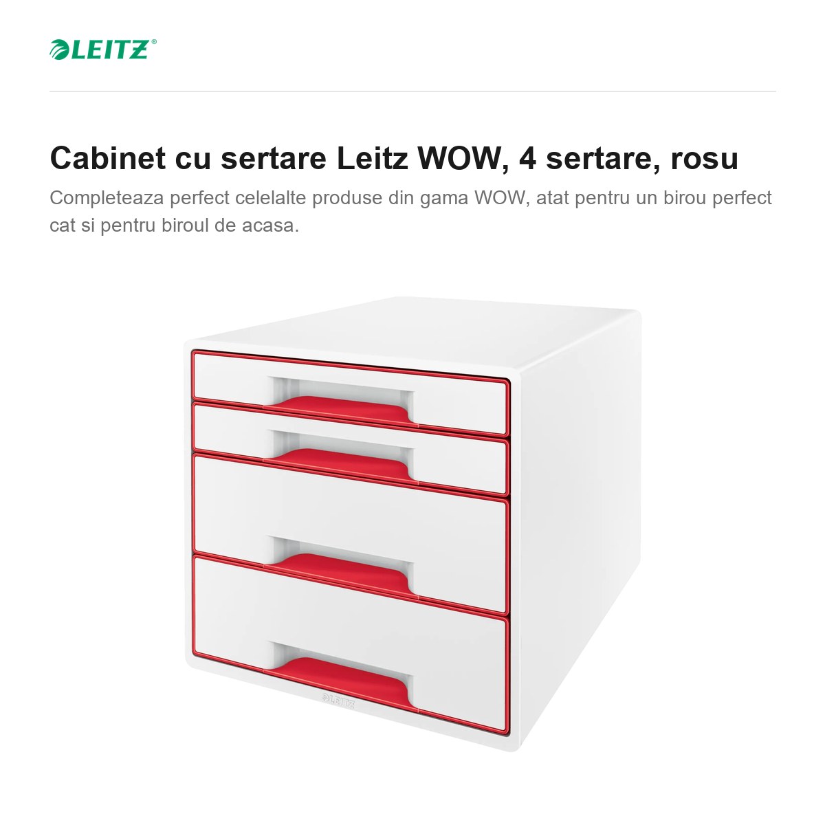 Cabinet cu sertare Leitz WOW, 4 sertare, rosu [1]
