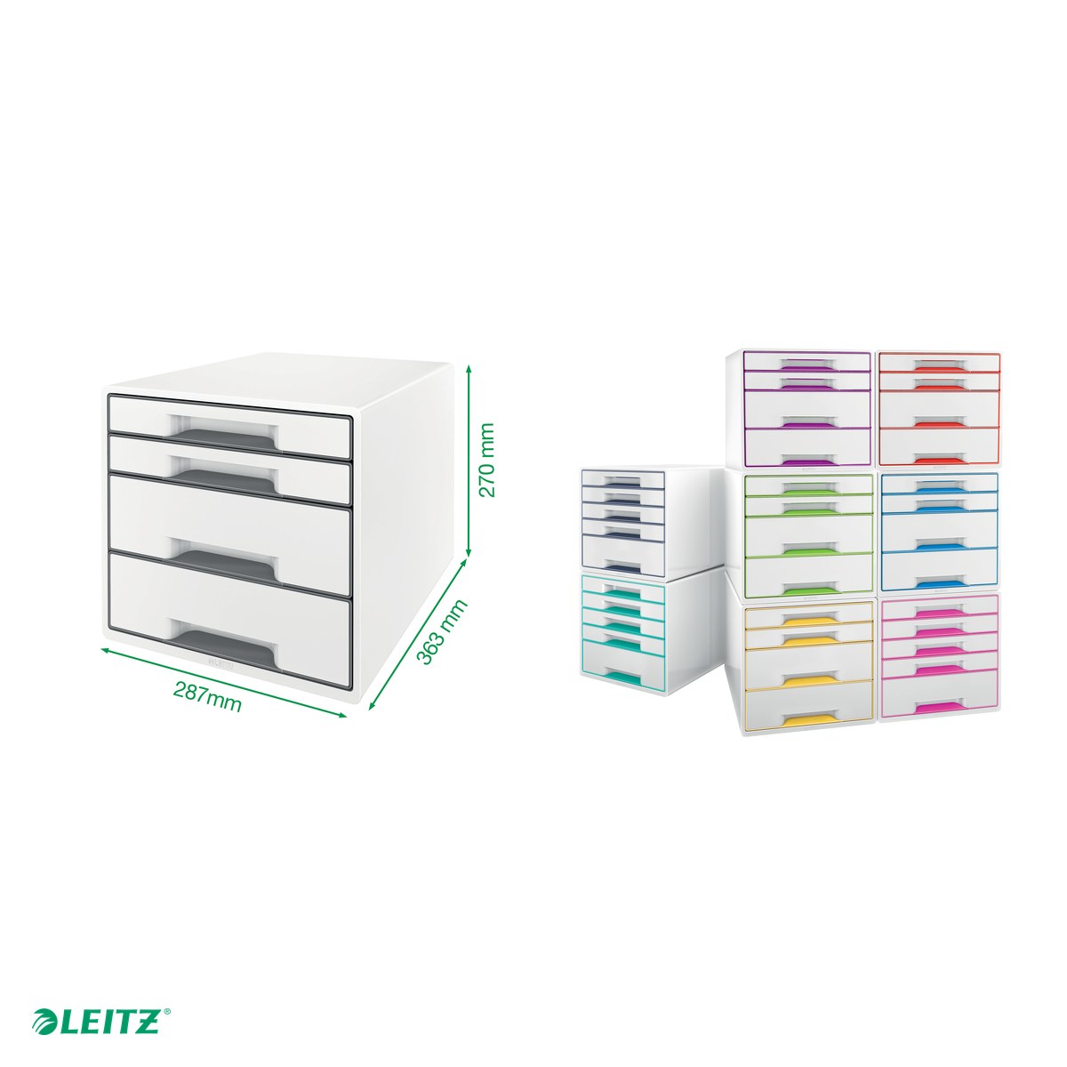 Cabinet cu sertare Leitz WOW, 4 sertare, rosu [4]