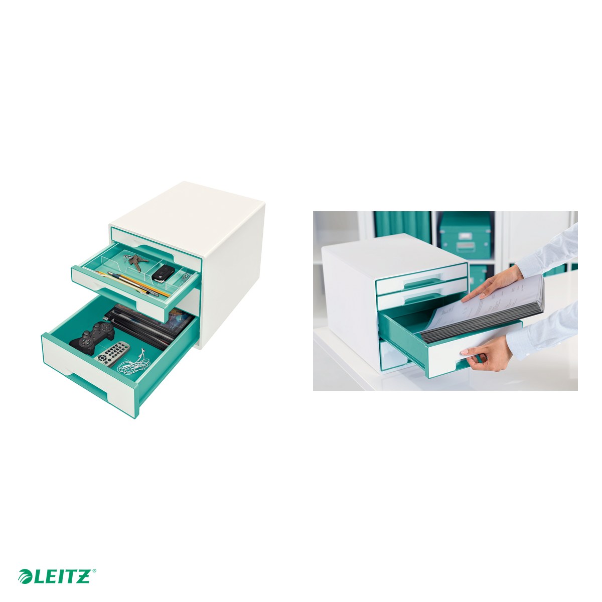 Cabinet cu sertare Leitz WOW, 4 sertare, turcoaz [3]