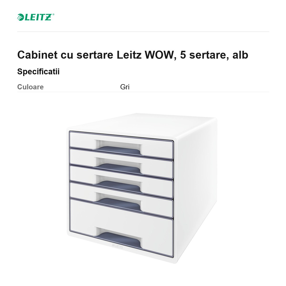 Cabinet cu sertare Leitz WOW, 5 sertare, alb [2]