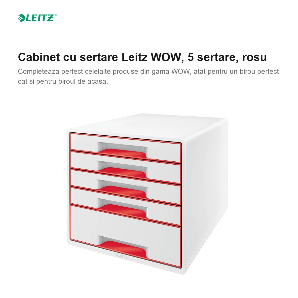 Cabinet cu sertare Leitz WOW, 5 sertare, rosu [1]