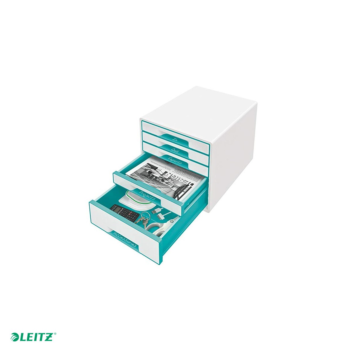 Cabinet cu sertare Leitz WOW, 5 sertare, turcoaz [3]