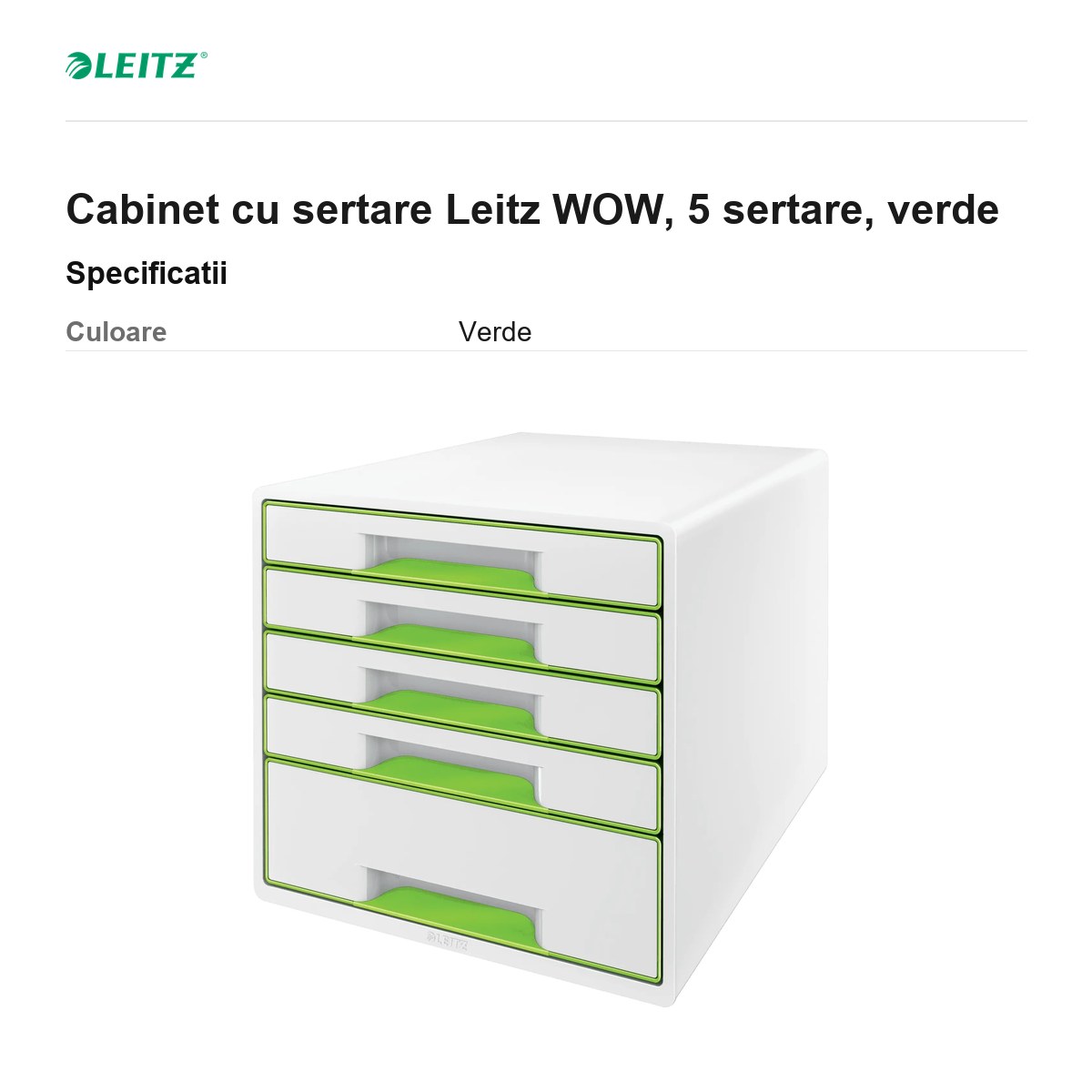 Cabinet cu sertare Leitz WOW, 5 sertare, verde [2]