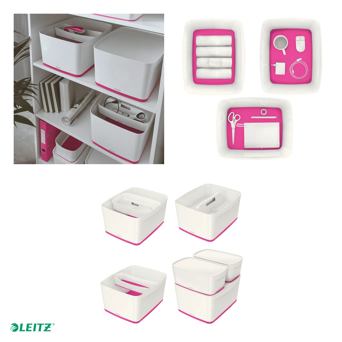 Cutie depozitare Leitz WOW MyBox, cu capac, 31x19x38 cm, capacitate 18 l, roz [3]