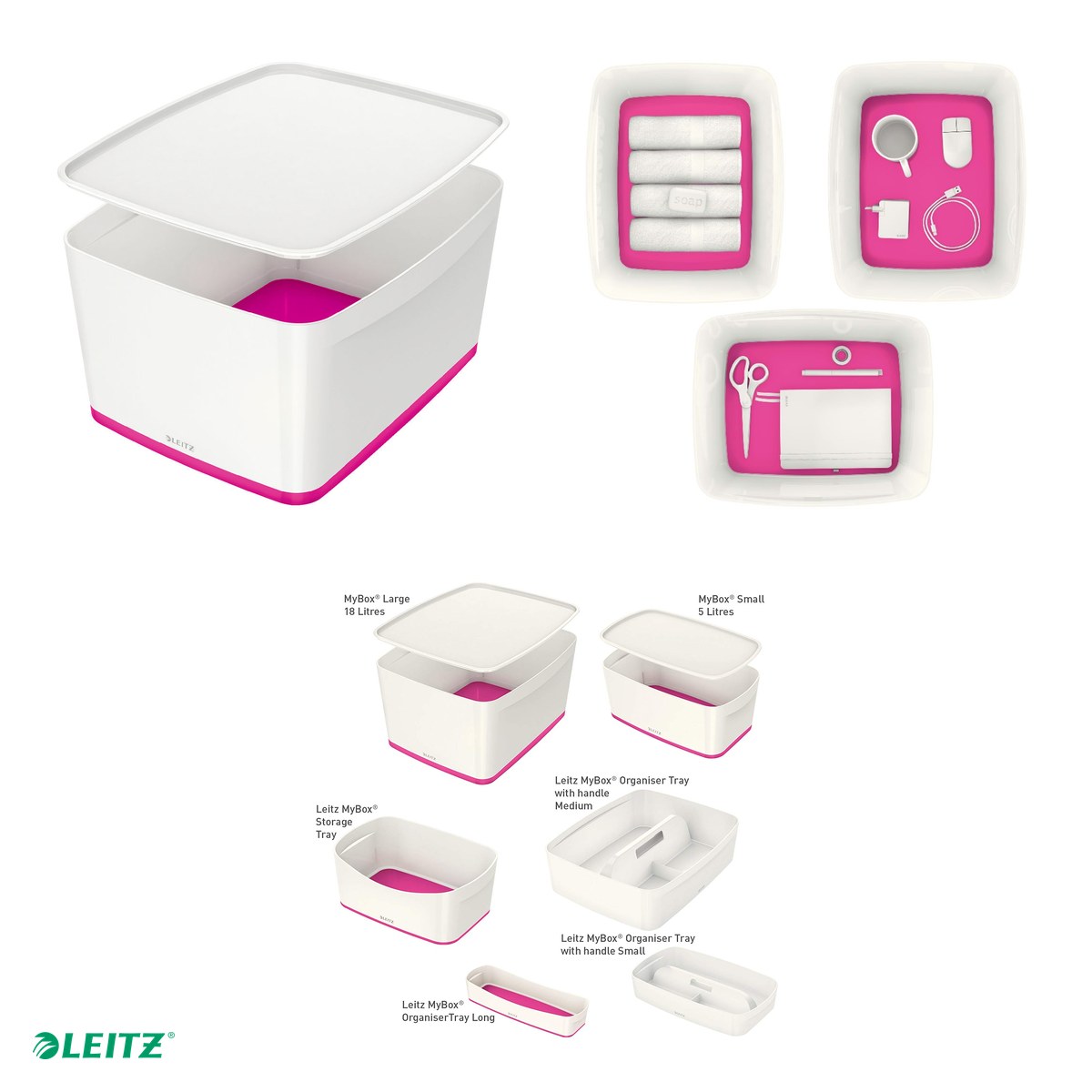 Cutie depozitare Leitz WOW MyBox, cu capac, 31x19x38 cm, capacitate 18 l, roz [4]