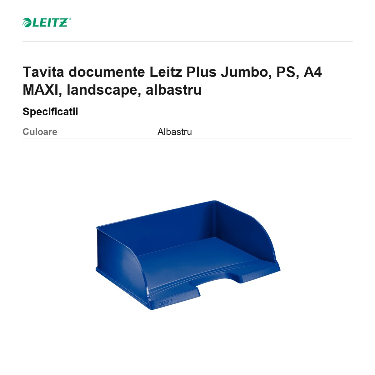 Tavita documente Leitz Plus Jumbo, PS, A4 MAXI, landscape, albastru [2]