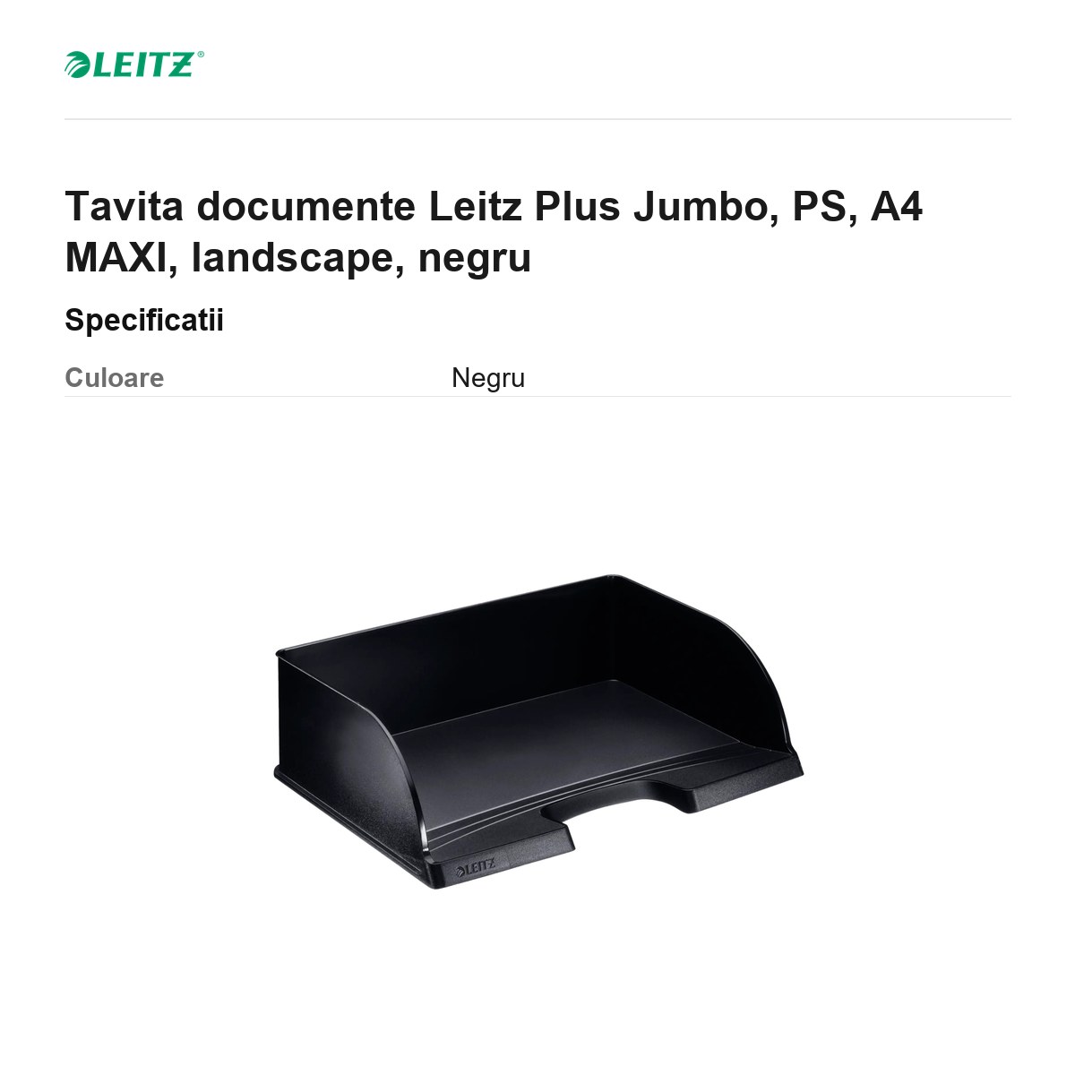 Tavita documente Leitz Plus Jumbo, PS, A4 MAXI, landscape, negru [2]