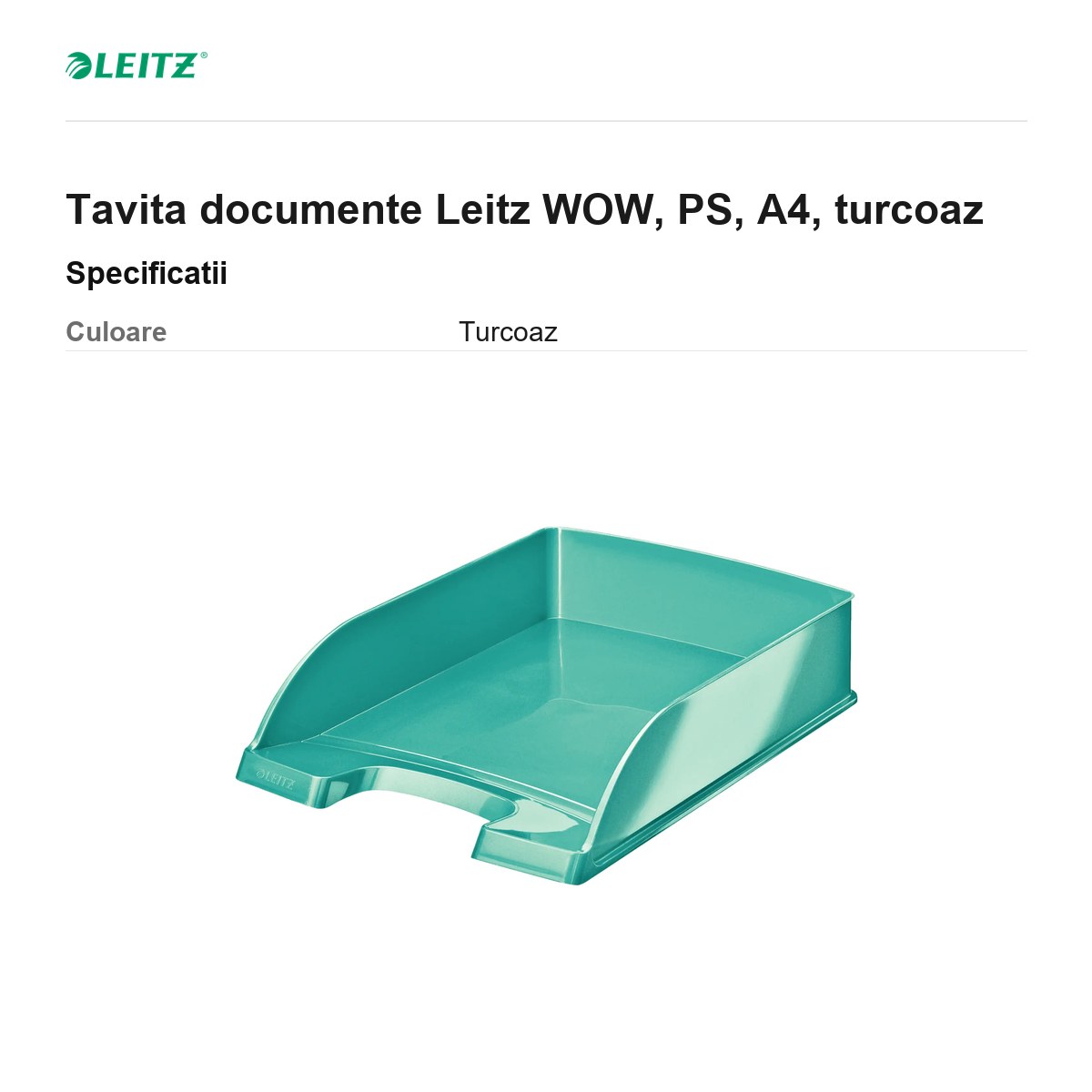 Tavita documente Leitz WOW, PS, A4, turcoaz [2]