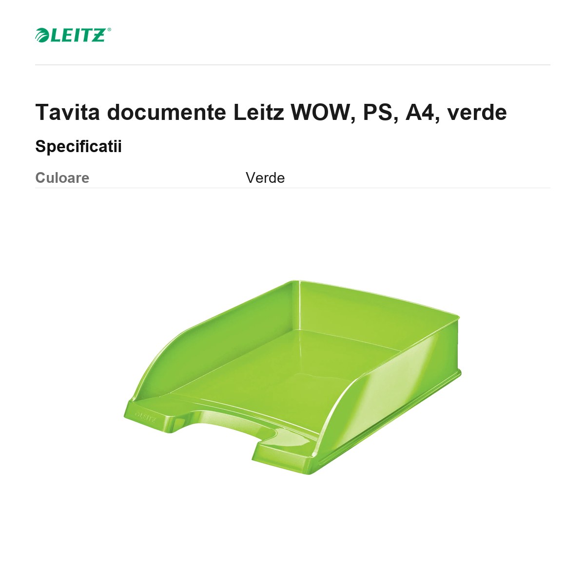 Tavita documente Leitz WOW, PS, A4, verde [2]