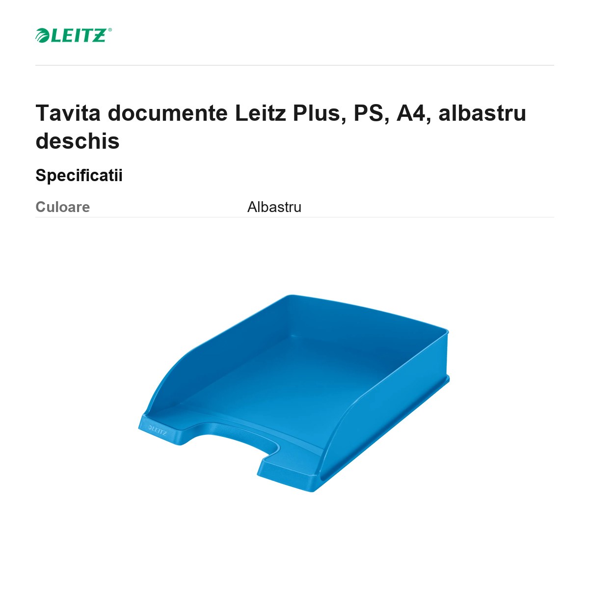 Tavita documente Leitz Plus, PS, A4, albastru deschis [2]