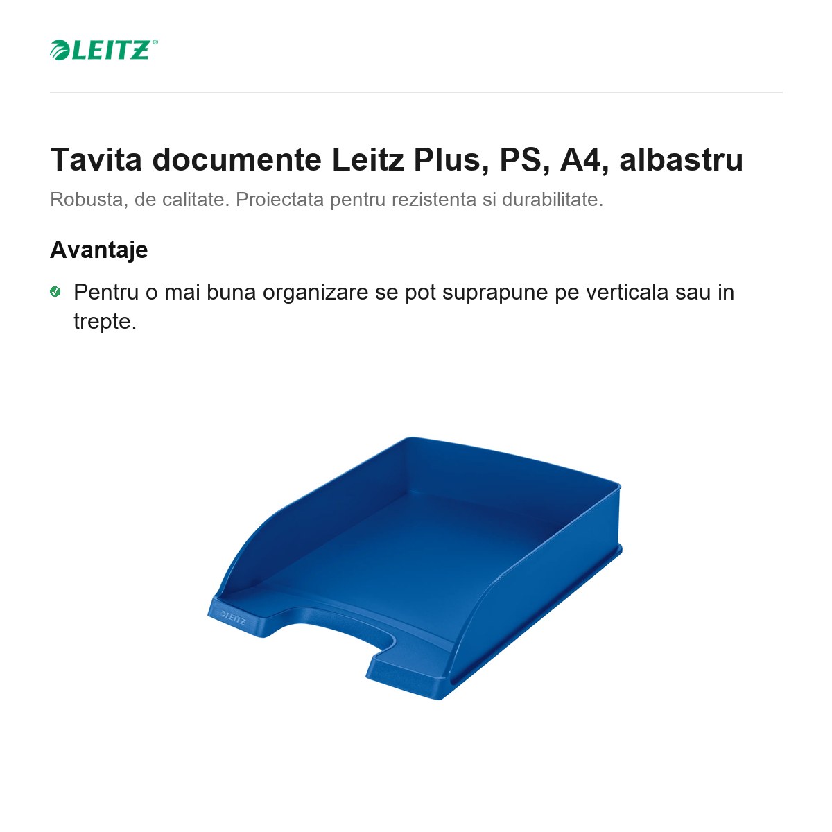 Tavita documente Leitz Plus, PS, A4, albastru [1]
