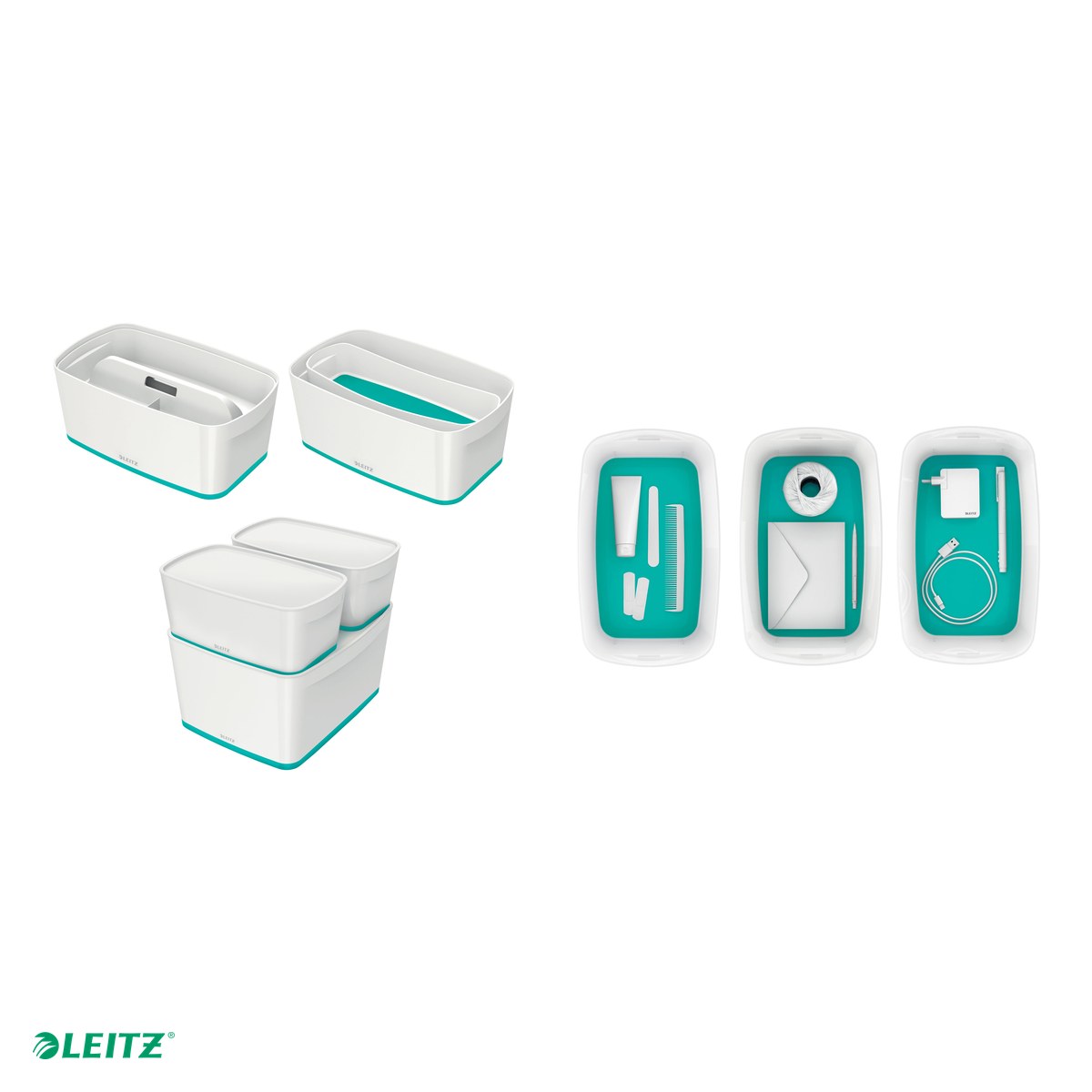 Cutie depozitare Leitz MyBox, cu capac, 31x12x19 cm, culori duale, alb-gri, capacitate 5 l [4]