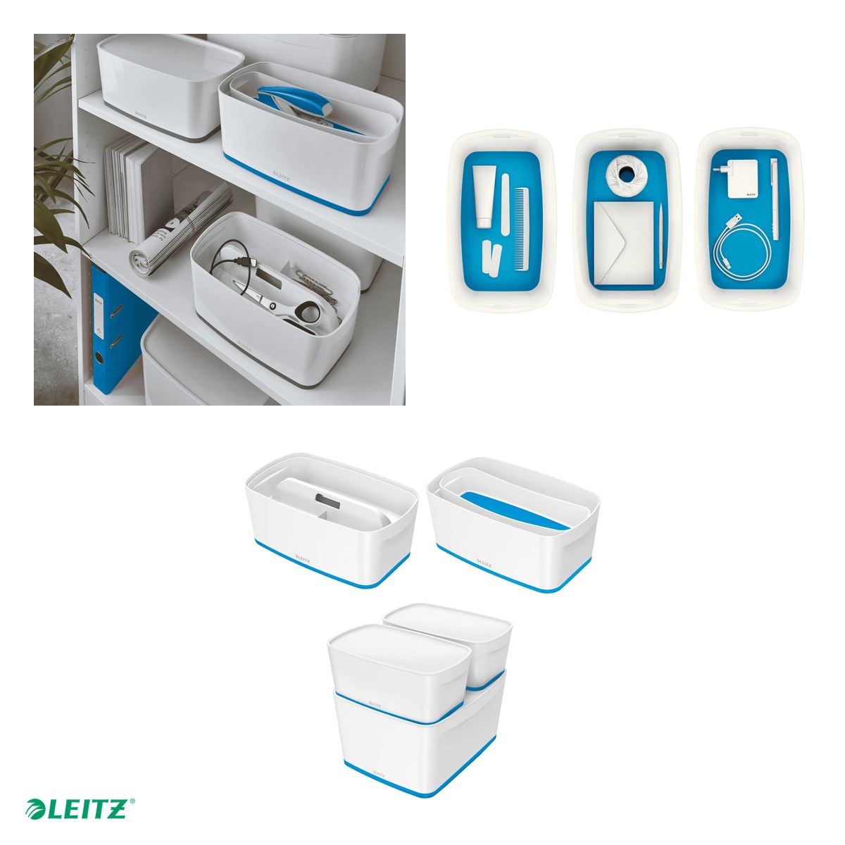 Cutie depozitare Leitz WOW MyBox, cu capac, 31x12x19 cm, capacitate 5 l, albastru [3]