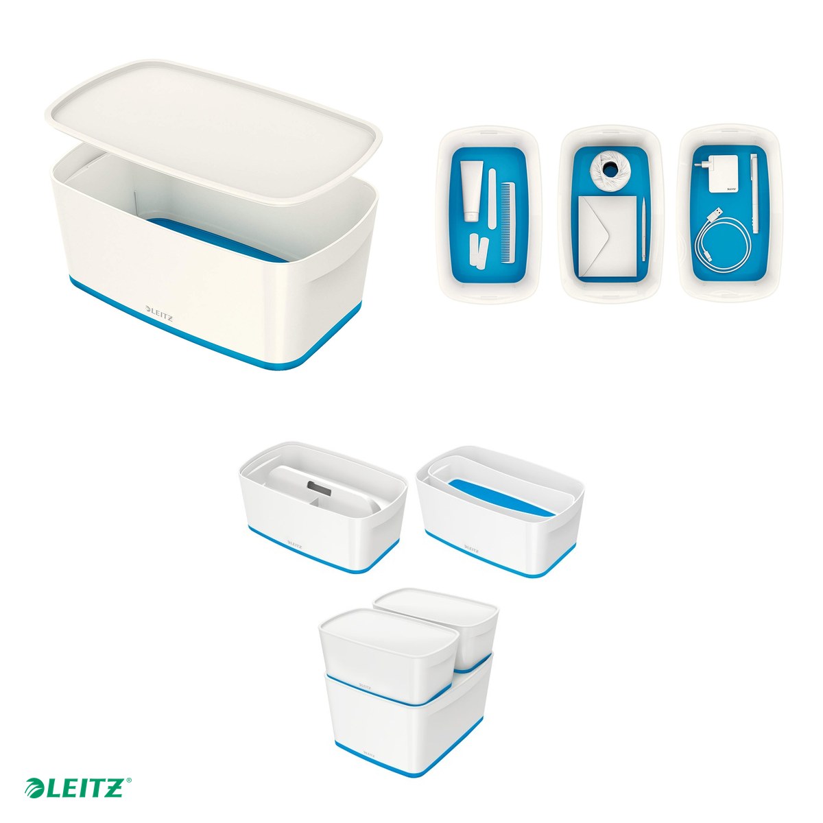 Cutie depozitare Leitz WOW MyBox, cu capac, 31x12x19 cm, capacitate 5 l, albastru [4]