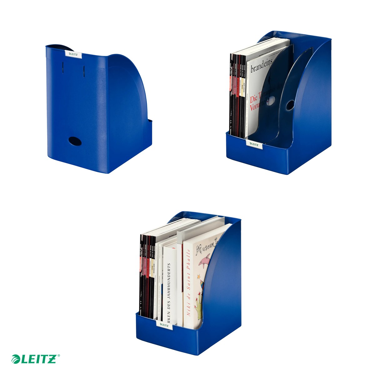 Suport vertical Leitz Plus Jumbo, pentru cataloage, PS, A4, 2 separatoare incluse, capacitate 205 mm, albastru [3]
