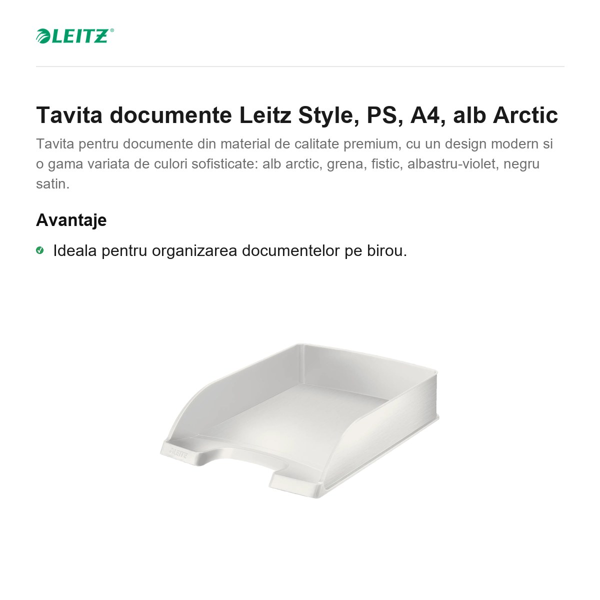 Tavita documente Leitz Style, PS, A4, alb Arctic [1]
