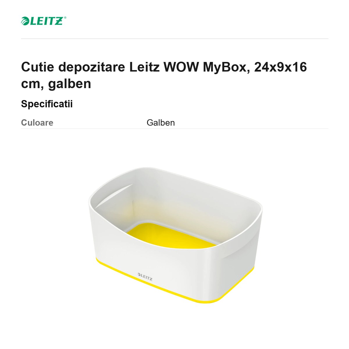Cutie depozitare Leitz WOW MyBox, 24x9x16 cm, galben [2]