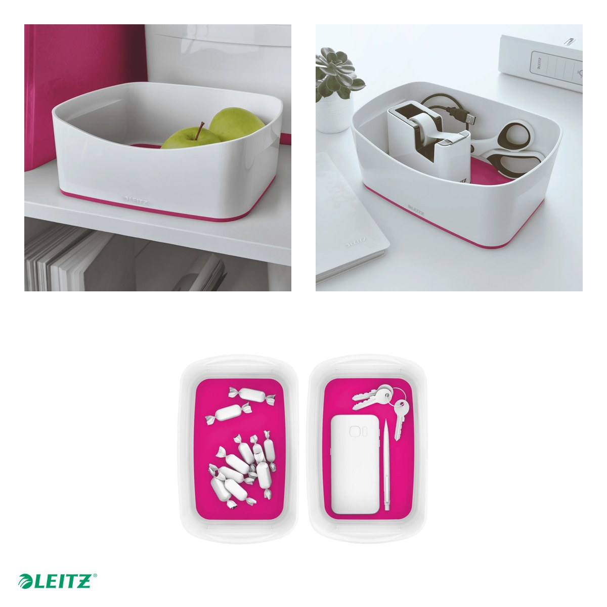 Cutie depozitare Leitz WOW MyBox, 24x9x16 cm, roz [3]
