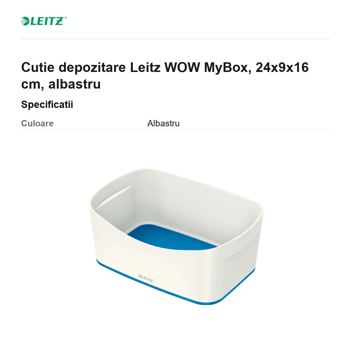 Cutie depozitare Leitz WOW MyBox, 24x9x16 cm, albastru [2]