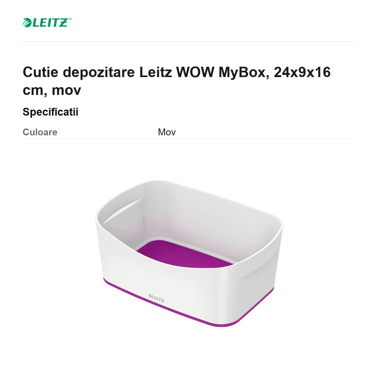 Cutie depozitare Leitz WOW MyBox, 24x9x16 cm, mov [2]