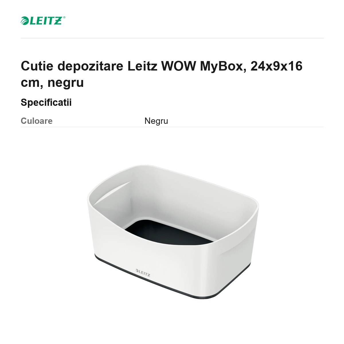 Cutie depozitare Leitz WOW MyBox, 24x9x16 cm, negru [2]